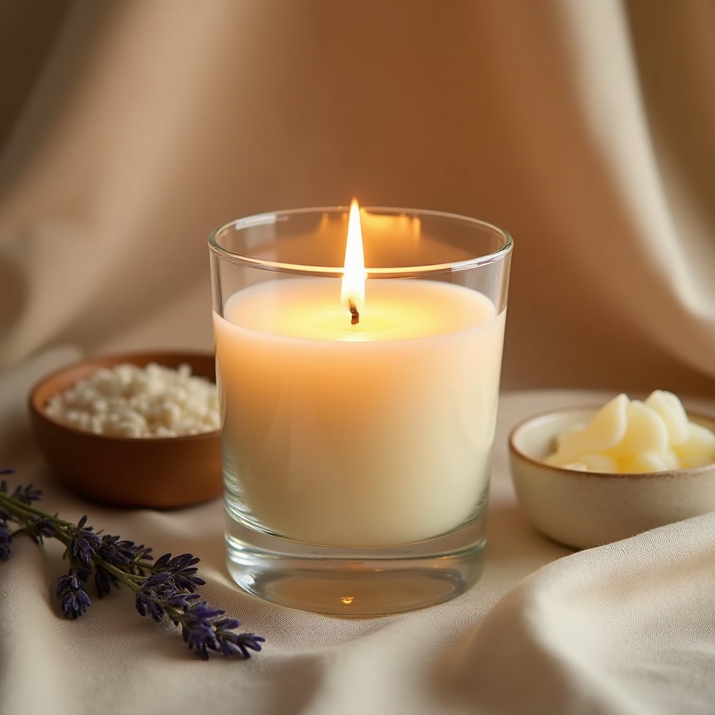 Premium Sojawachskerze in elegantem Glas mit natürlichem Kerzenlicht